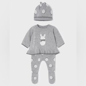 Size 12 months Baby Mayoral Gray Polka Dot Baby Outfit Set
